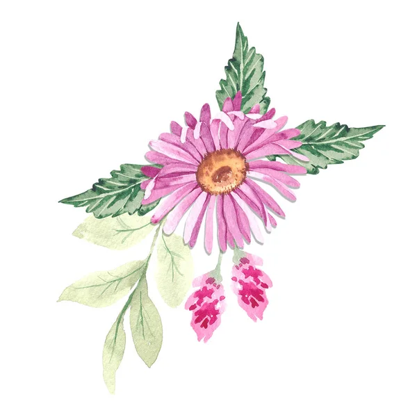 Hösten Blommor Och Kvistar Akvarell Vit Bakgrund För Användning Produktdesign — Stockfoto