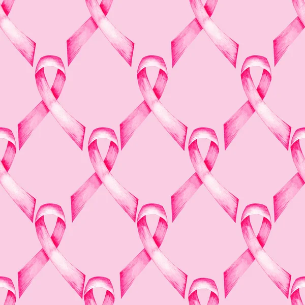 Месяц Борьбы Раком Груди Акварелью Здоровье Женщин Розовой Лентой — стоковое фото