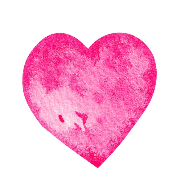 Watercolor Coração Rosa Brilhante Fundo Branco Para Projeto Produto — Fotografia de Stock