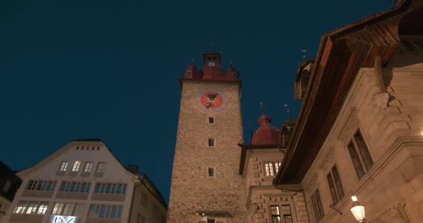 Exterior Evening View Clock Tower — Stock Video