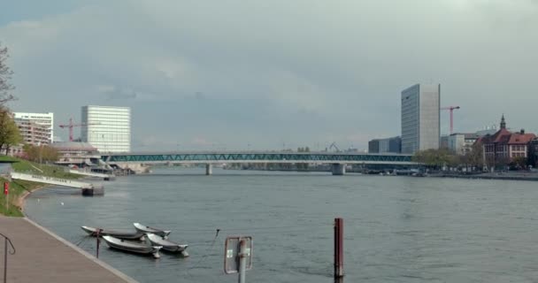 Wide Shot Dreirosenbrcke Bridge — Stock Video