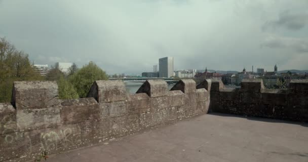 Pohled Věž Thomas Pozadí Mostu Dreirosenbrcke — Stock video