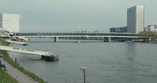 Vista Del Puente Dreirosenbrcke Muelle Del Ferry Johann — Vídeos de Stock