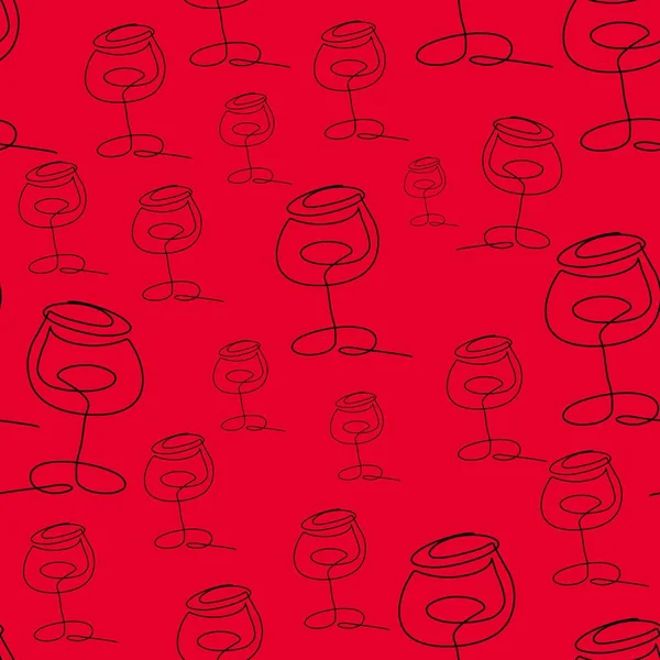 Drawn Wineglass Seamless Pattern Oneline — Stock Photo, Image