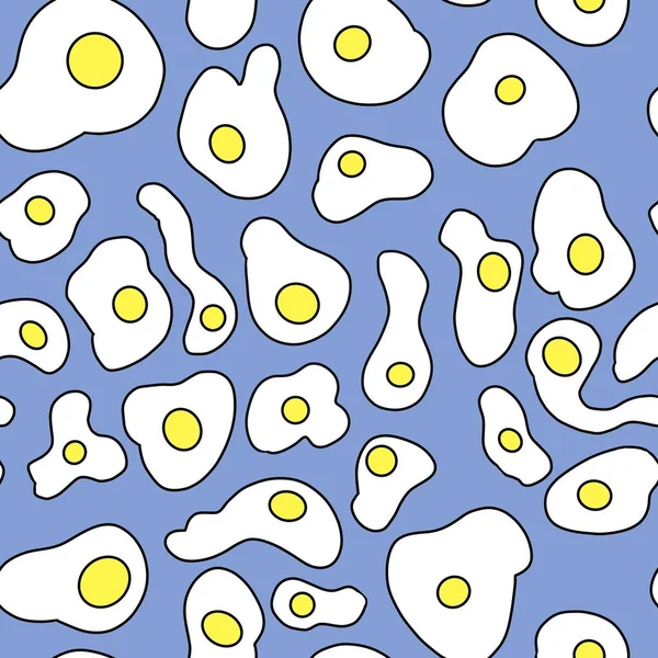Telur Goreng Pola Mulus Pada Latar Belakang Biru Makanan Sehat — Stok Foto