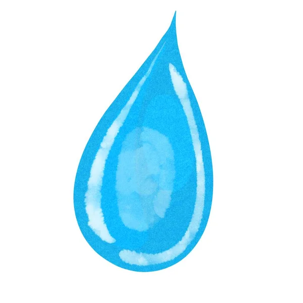 Isolated watercolor water blue drop. White background — Stock Photo, Image