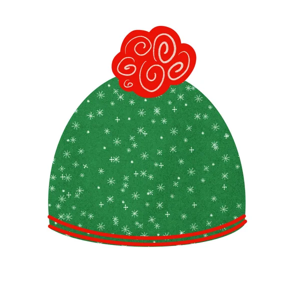 Green winter hat isolated on white background — Stock Photo, Image