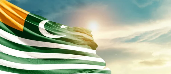 Kašmírská Národní Vlajka Vlající Krásných Mracích — Stock fotografie