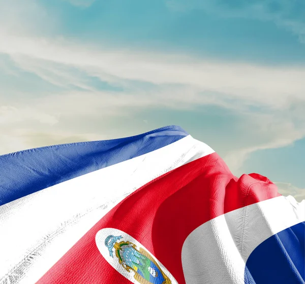 Bandiera Nazionale Del Costa Rica Sventola Splendide Nuvole — Foto Stock