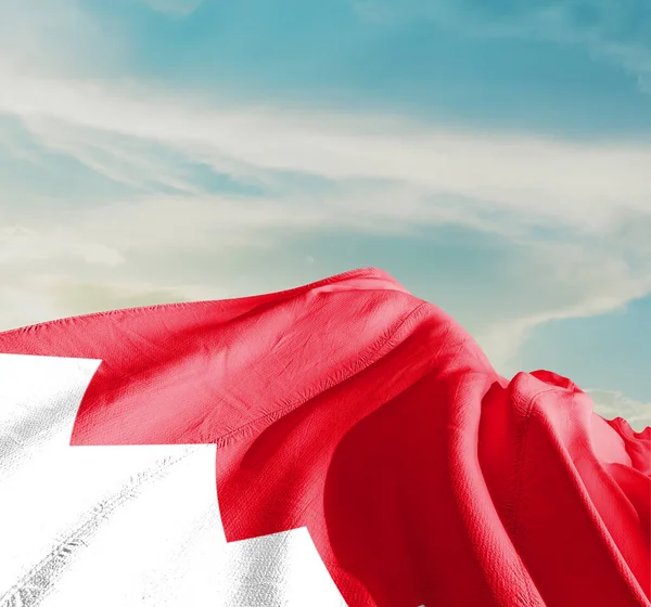 Bandera Nacional Bahréin Ondeando Hermosas Nubes — Foto de Stock