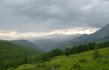 Gökyüzü, Sibirya, Rusya ile manzara