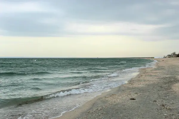 Pláž Kazantipském Zálivu Azovském Moři Krymu — Stock fotografie