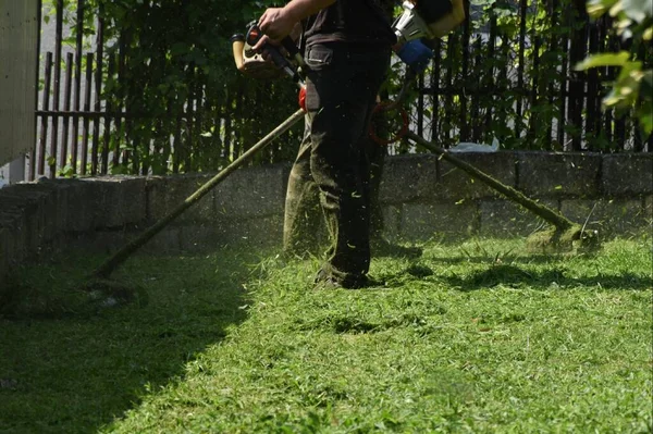 芝刈り機と新鮮な草の匂い — ストック写真