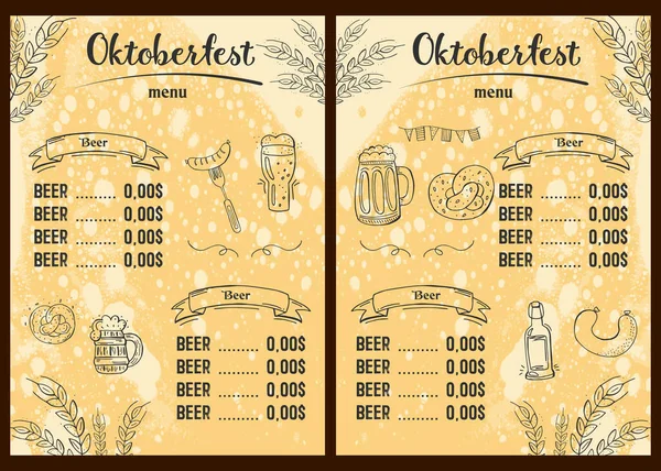 Oktoberfest 2021 Festival Cerveza Elementos Doodle Dibujados Mano Fiesta Tradicional — Archivo Imágenes Vectoriales