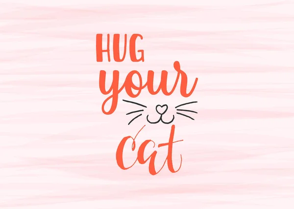 World Cat Day International Holiday August Hug Your Cat Vector — Stok Vektör