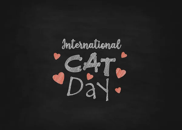 Macskák Világnapja Nemzetközi Ünnep Augusztus Vektor Illusztráció Levél Chalkboard Háttér — Stock Vector