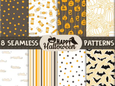 8 tane kusursuz kalıp. Cadılar Bayramı - 31 Ekim. Elle çizilmiş karalama çizimi. Geleneksel bir bayram, Azizler Günü arifesi, Cadılar Bayramı arifesi. Şeker mi şaka mı? Mutlu Cadılar Bayramı 2021!