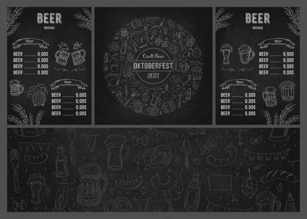 Oktoberfest 2021 Festival Cerveja Elementos Doodle Desenhados Mão Férias Tradicionais —  Vetores de Stock