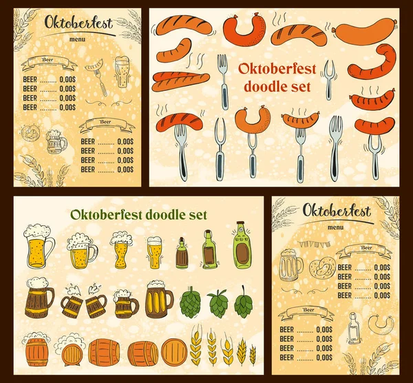 Oktoberfest 2021 Bierfest Handgezeichnete Doodle Elemente Deutscher Traditionsurlaub Oktoberfest Craft — Stockvektor