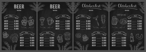 2021年啤酒节 啤酒节 手绘涂鸦元素 德国传统节日 十月节 卡夫啤酒 蓝白Rhombus 滑板垂直啤酒菜单 — 图库矢量图片