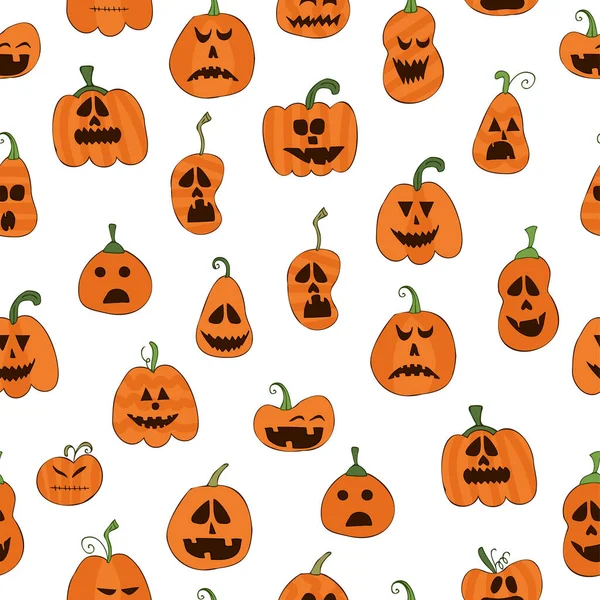 Patrón Sin Costuras Halloween Octubre Ilustración Garabatos Dibujada Mano Una — Vector de stock