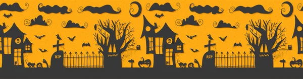 Nahtloses Muster Halloween Oktober Handgezeichnete Doodle Illustration Ein Traditioneller Feiertag — Stockvektor