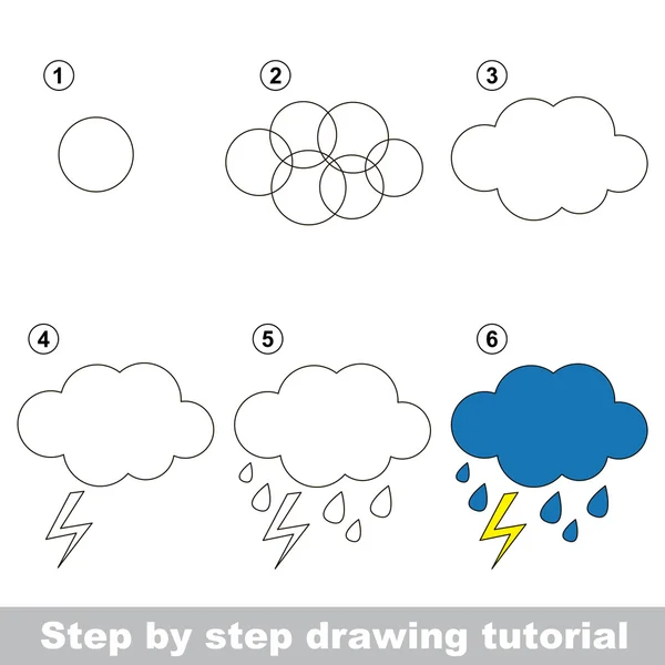Rain. Drawing tutorial. — Stock Vector