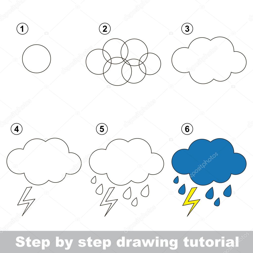 Rain. Drawing tutorial.