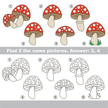 Visual game. Find hidden couple of Toadstools. clipart
