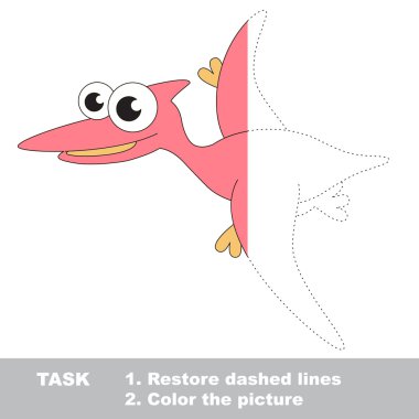 Pterodactyl karikatür. Renkli sayfa. 