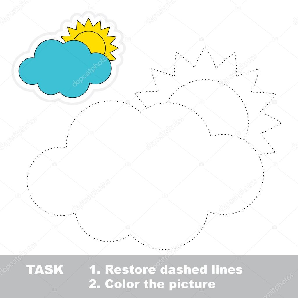 Cloud to be traced. Vector trace game.