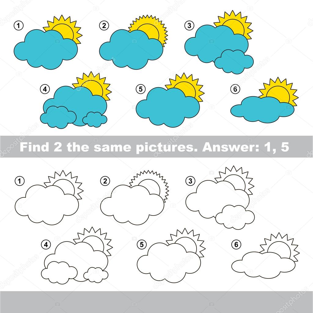 Visual game. Find hidden couple of Clouds