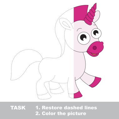 Unicorn renkli olabilir. Vektör izleme oyunu. 