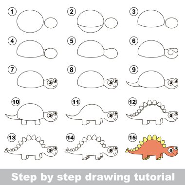 Stegosaurus. Çizim eğitimi.