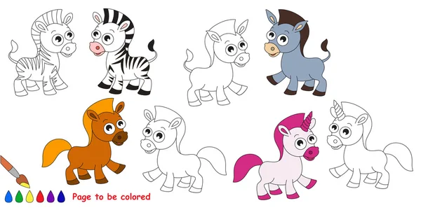 Dibujos animados de caballos. Página a colorear . — Vector de stock