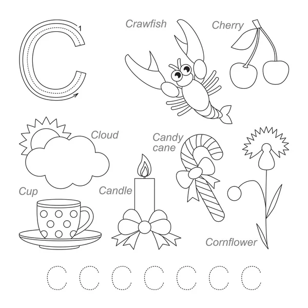 Pictures for letter C — Stock Vector