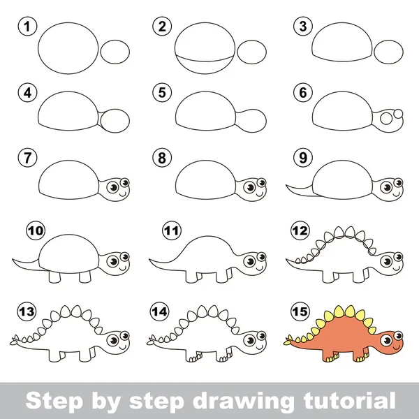 Stegosaurus. Tutoriel de dessin . — Image vectorielle