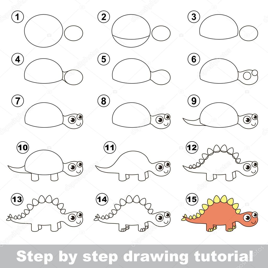 Stegosaurus. Drawing tutorial.