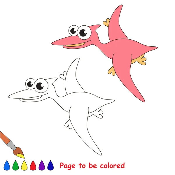 Cartone animato di pterodattilo. Pagina da colorare . — Vettoriale Stock