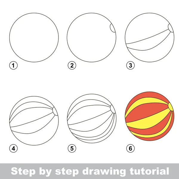 Ball. Anleitung zum Zeichnen. — Stockvektor