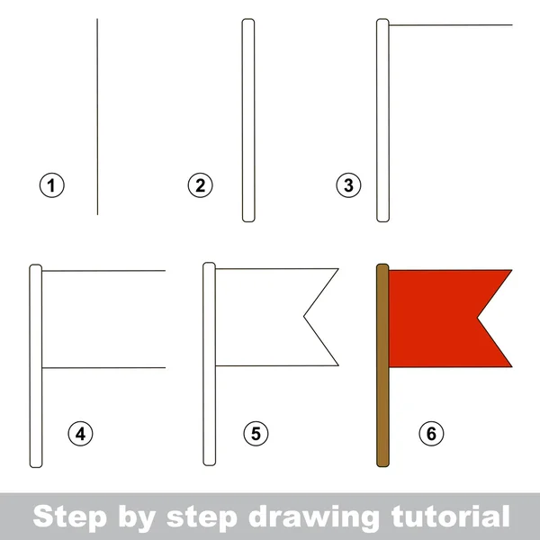 Bandera. Tutorial de dibujo . — Vector de stock