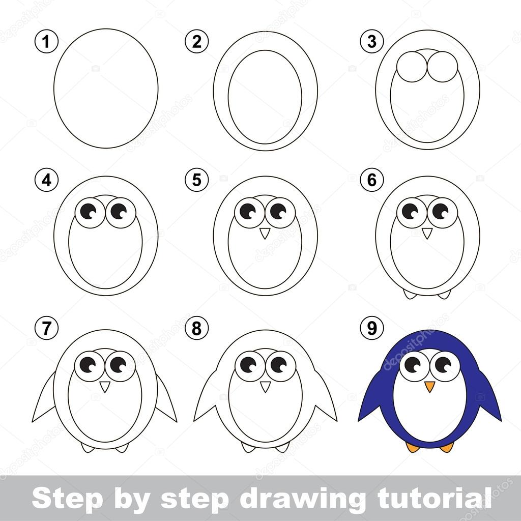 Drawing tutorial. How to draw a Penguin