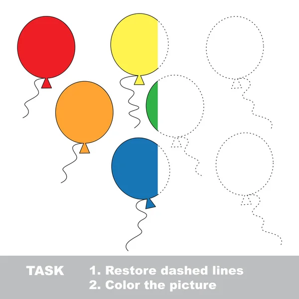 Balloons to be colored. Vector trace game. — Stock Vector