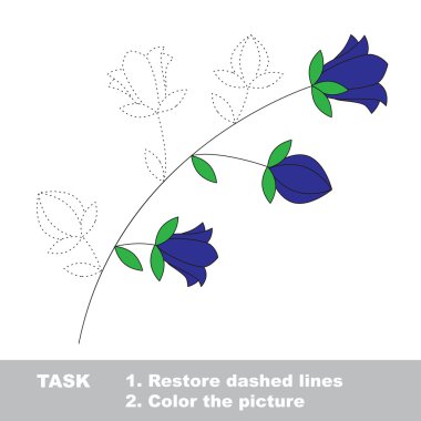 Renkli olması için çan çiçeği. Vektör izleme oyunu. 