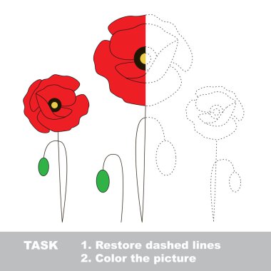 Poppy renkli olabilir. Vektör izleme oyunu. 