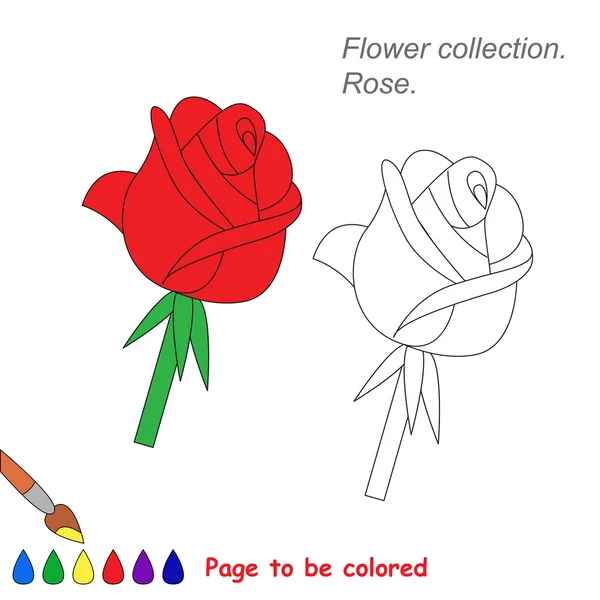 Rosa en el vector de dibujos animados para ser coloreado . — Vector de stock