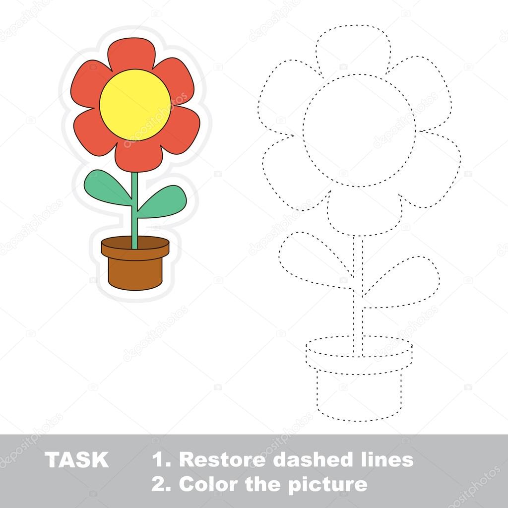 Flower to be traced. Vector trace game.