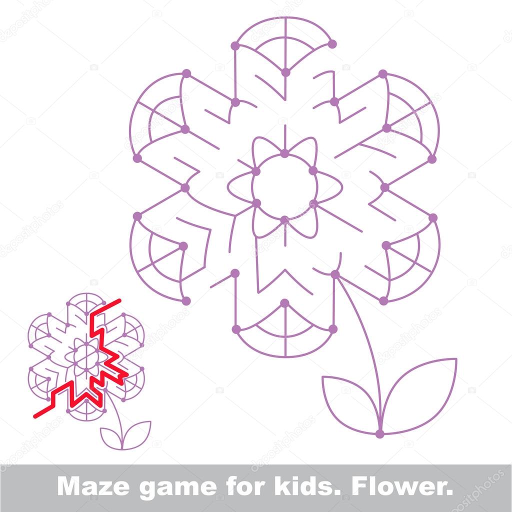 Search the way. Flower kid maze game.