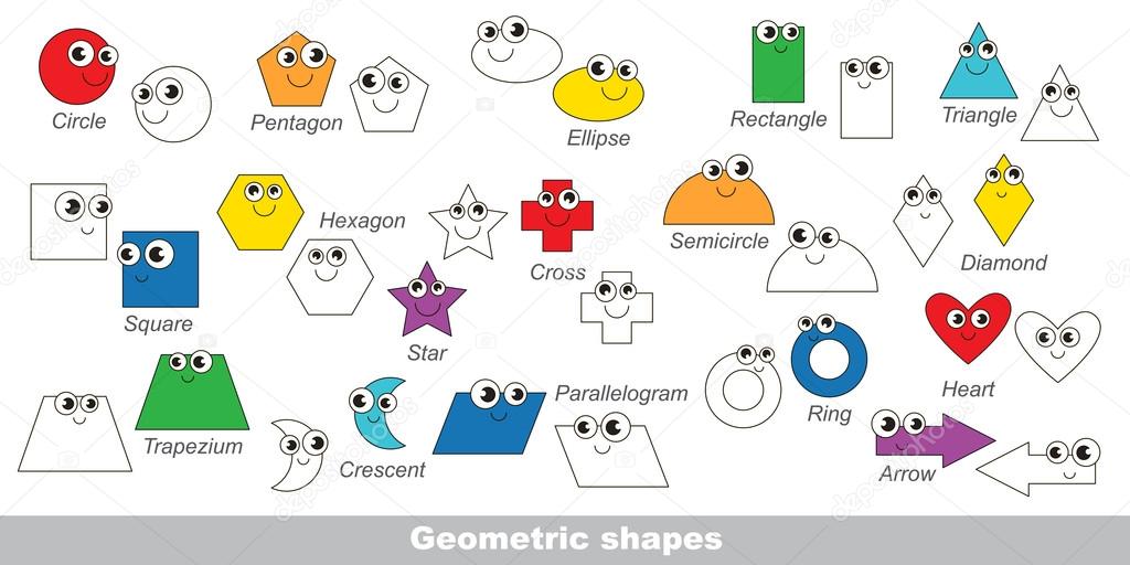 Geometric shapes set colorful. 