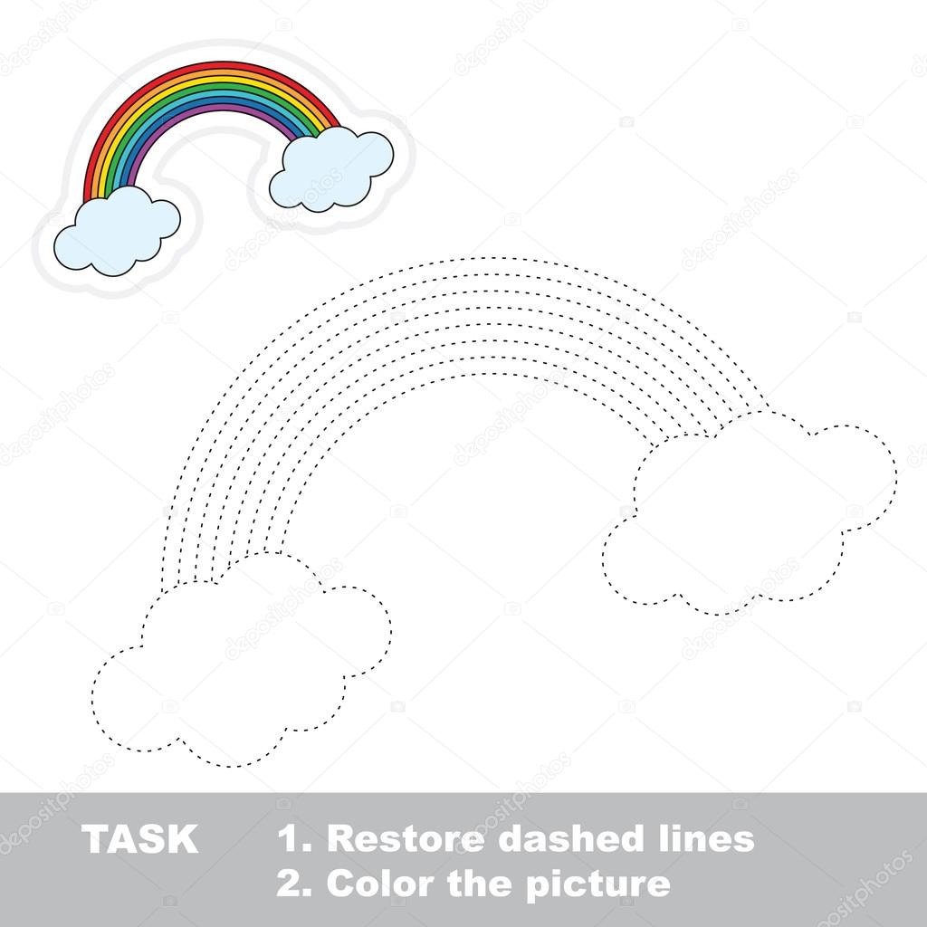 Rainbow to be traced. Vector trace game.